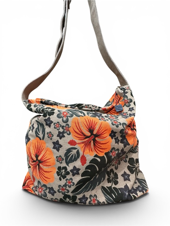 Dolce & Gabbana Handbags - Dolce & Gabbana Floral Canvas Hobo Shoulder Bag Orange Hibiscus Print Italy